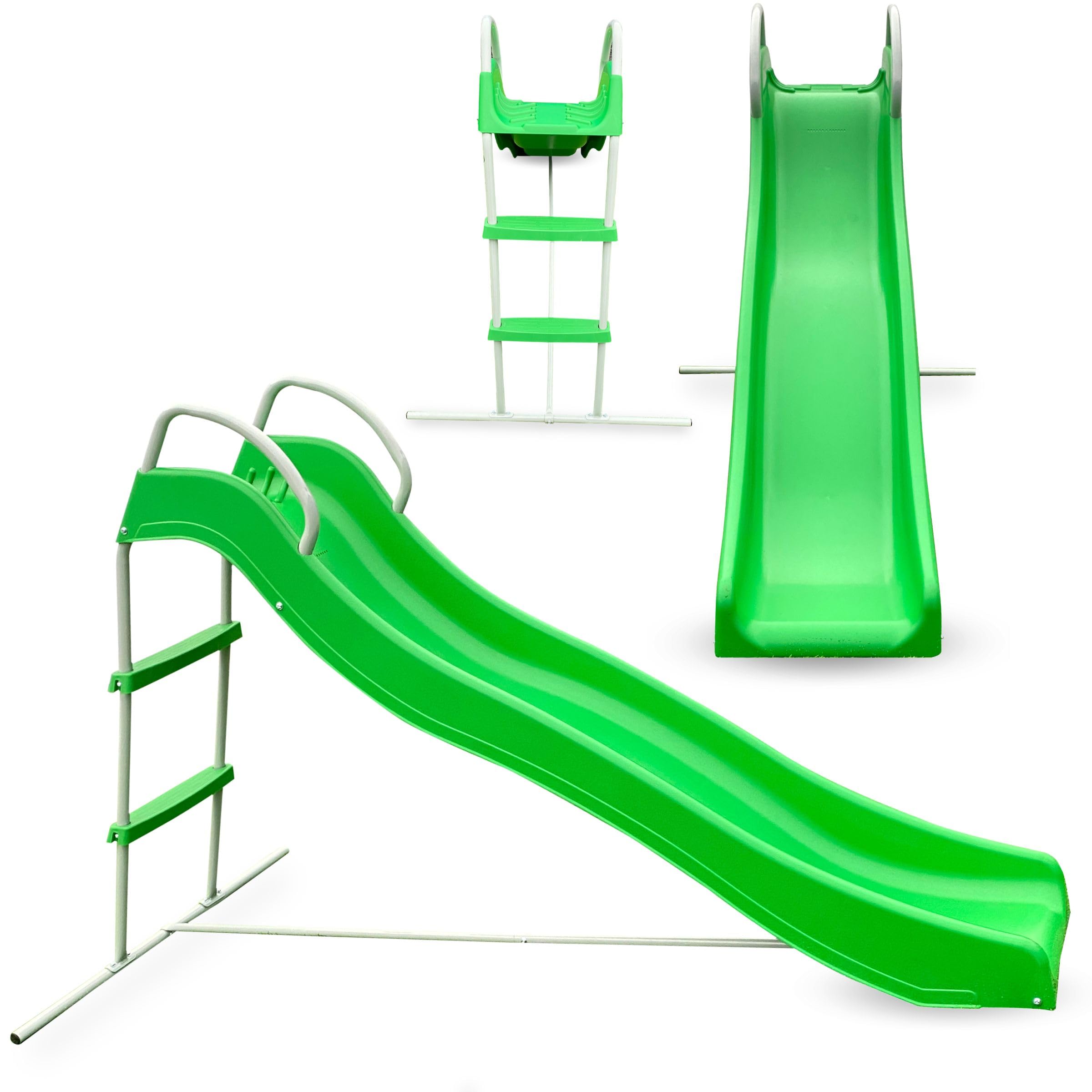 HyperMotion Tobogán Infantil para Parque Exterior - Estructura de Jardín 185cm con Escalera, Resistente hasta 45kg - Parques Infantiles de Exterior para Niños +3 Años, Color Verde