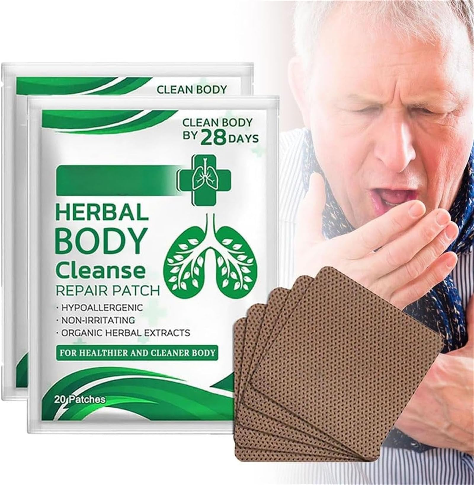 20pcs/Bag Herbal Lung Cleanse Repair Patch,Organic Lung