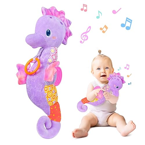 Miniatura 7 de Juguetes para bebés de 0 a 6 meses, animales de peluche musicales infantiles con colores brillantes, papel de sonido arrugado, múltiples texturas y
