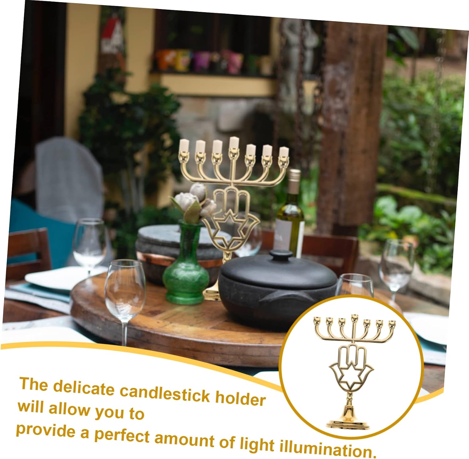Zerodeko Shabbat Candle Holder Menorah Candelabrum Metal Decorative Candlestick for Party Dinner