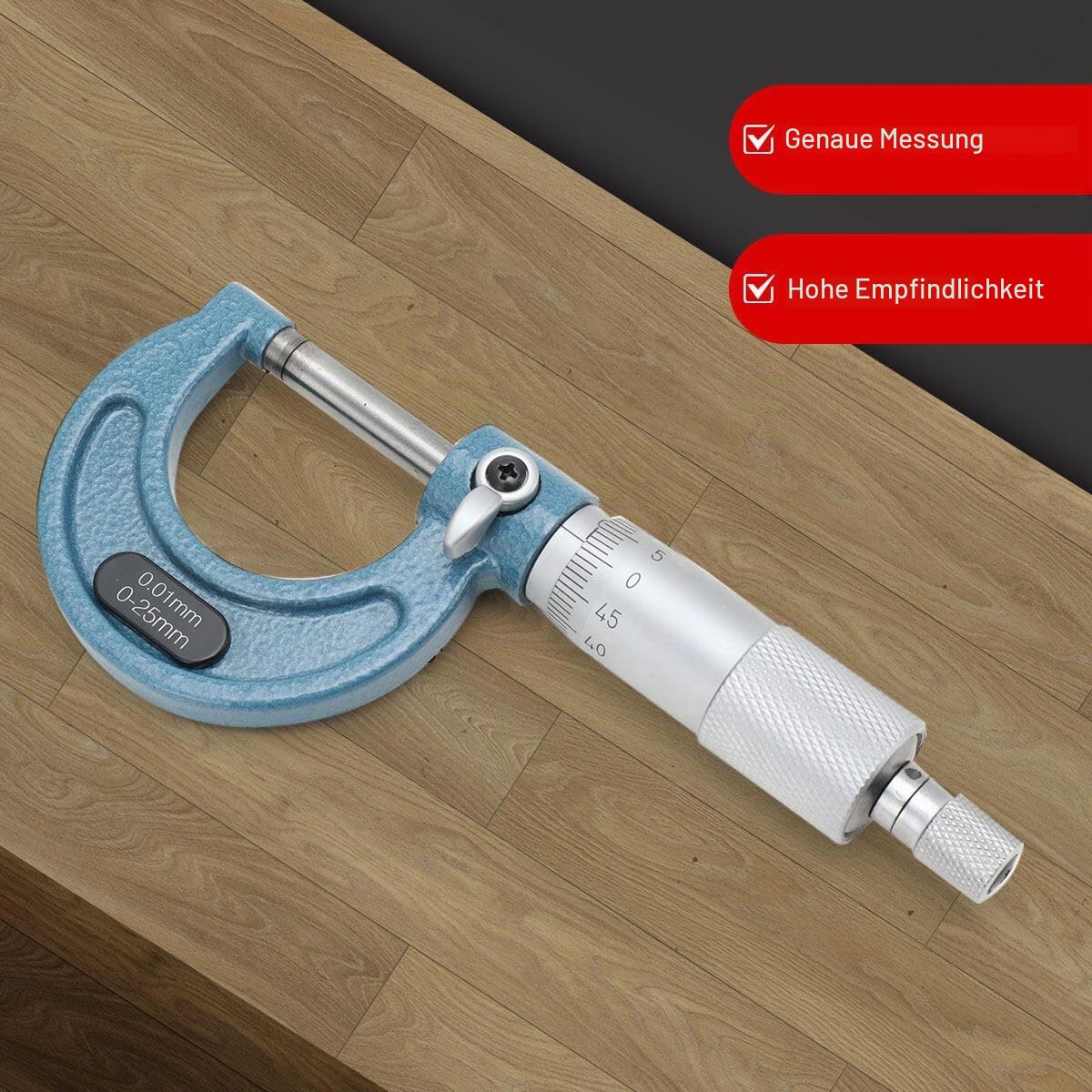Mikrometer Set 4 Stück Micrometer Bügelmeßschrauben Set Messbereich 0-25 mm, 25-50 mm, 50-75 mm, 75-100 mm Mikrometerschraube Mikrometer Satz Außendurchmesser Bügelmessschraube