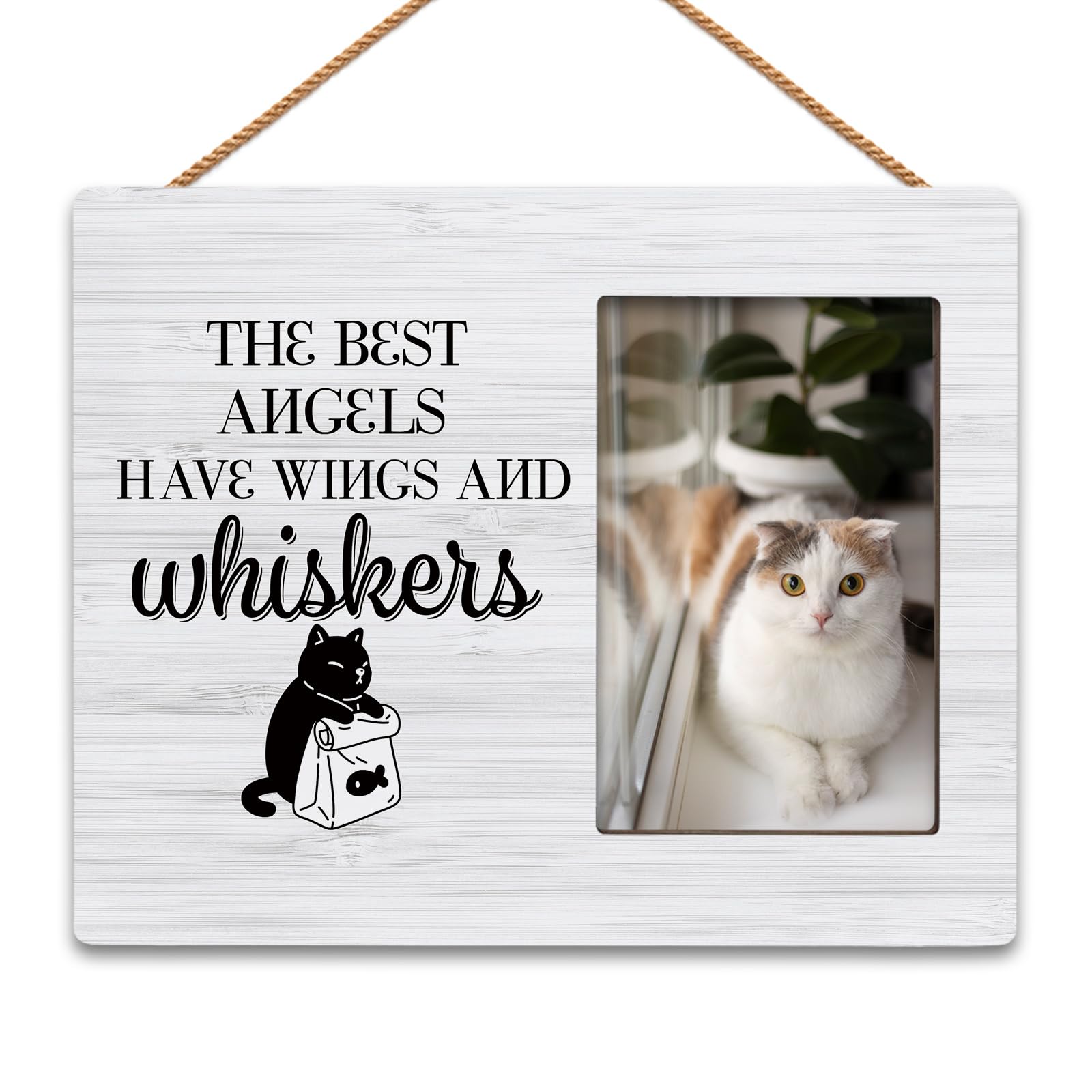 HIWX Cat Memorial Picture Frame, Cat Frames For Pictures Memorial, Cat Pet Remembrance Gifts Picture Photo Frames, Cat Memorial Gifts, Pet Cat Picture Photo Frame 4x6