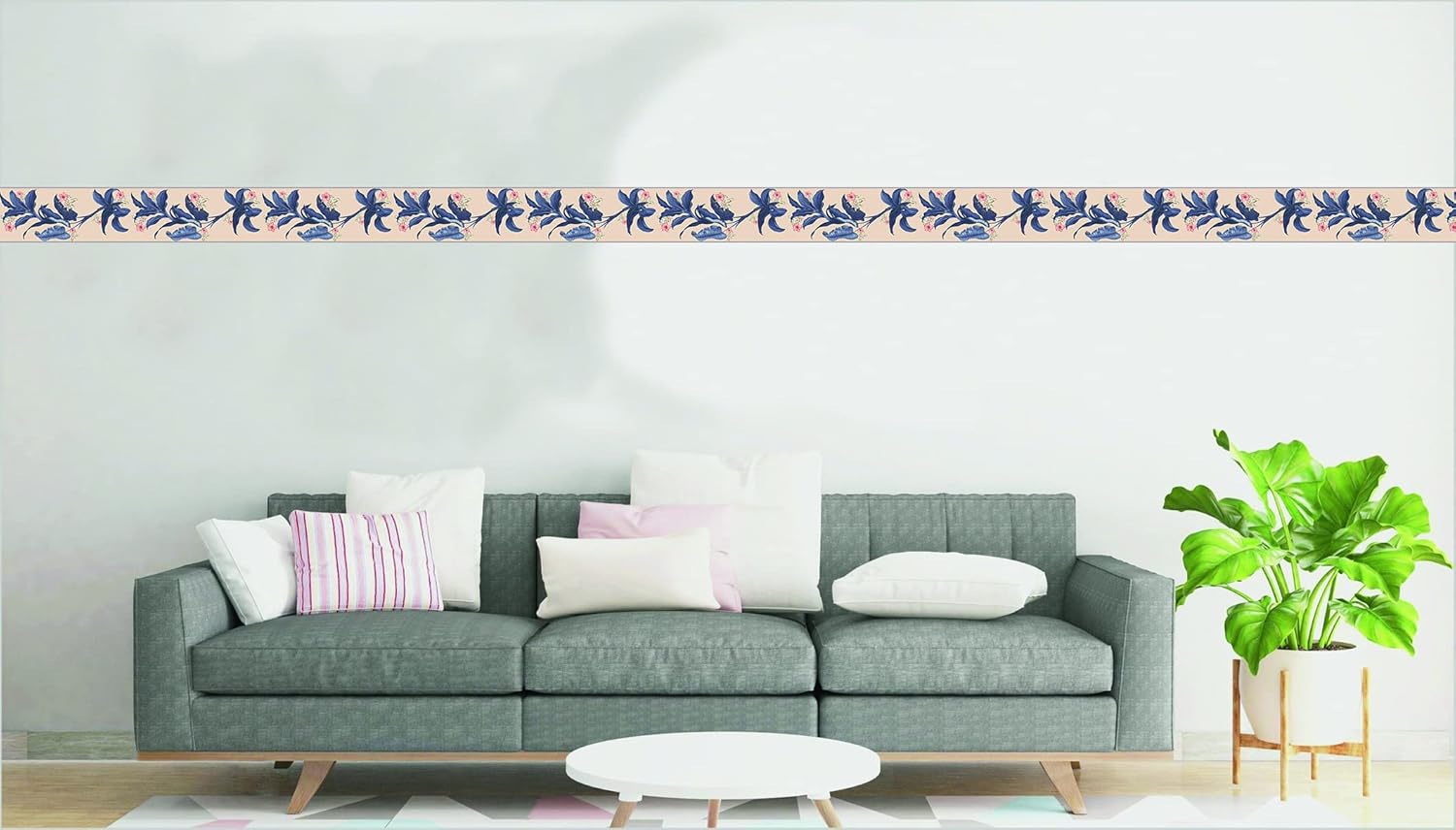 Dundee Deco Wallpaper Border Peel and Stick DDAZBD9105 Floral Purple Tan Flowers Wall Border Retro Design, 15 ft x 7 in (4.57m x 17.78cm), Self Adhesive