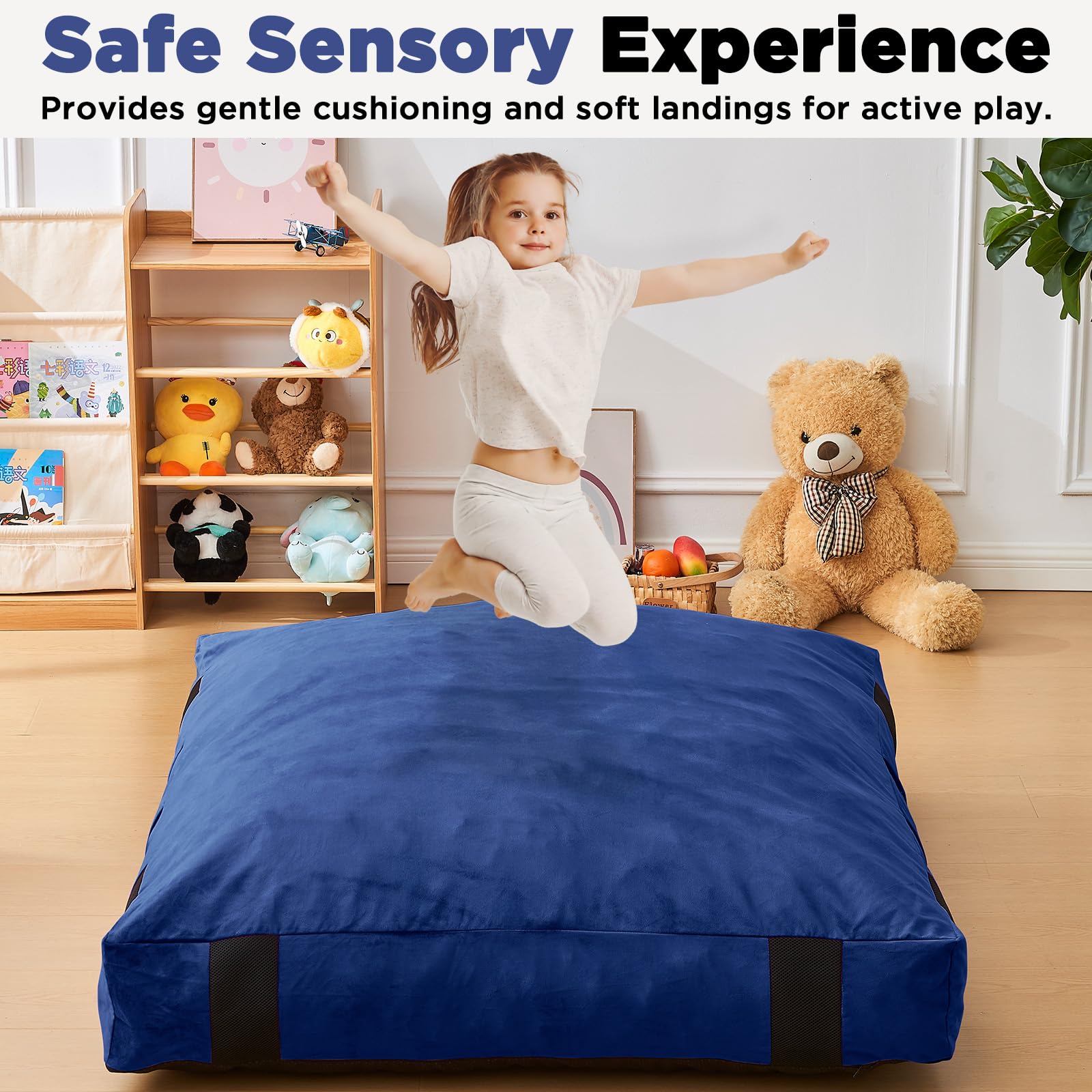 JOYWOO Crash-Pad für Kinder, sensorisches Zimmer, 1,2 x 1,2 m, rutschfeste sensorische Crash-Matte, geschredderter Schaumstoff, sensorisches Crash-Pad für Kinder, weich, waschbar, Geschenk für Kinder
