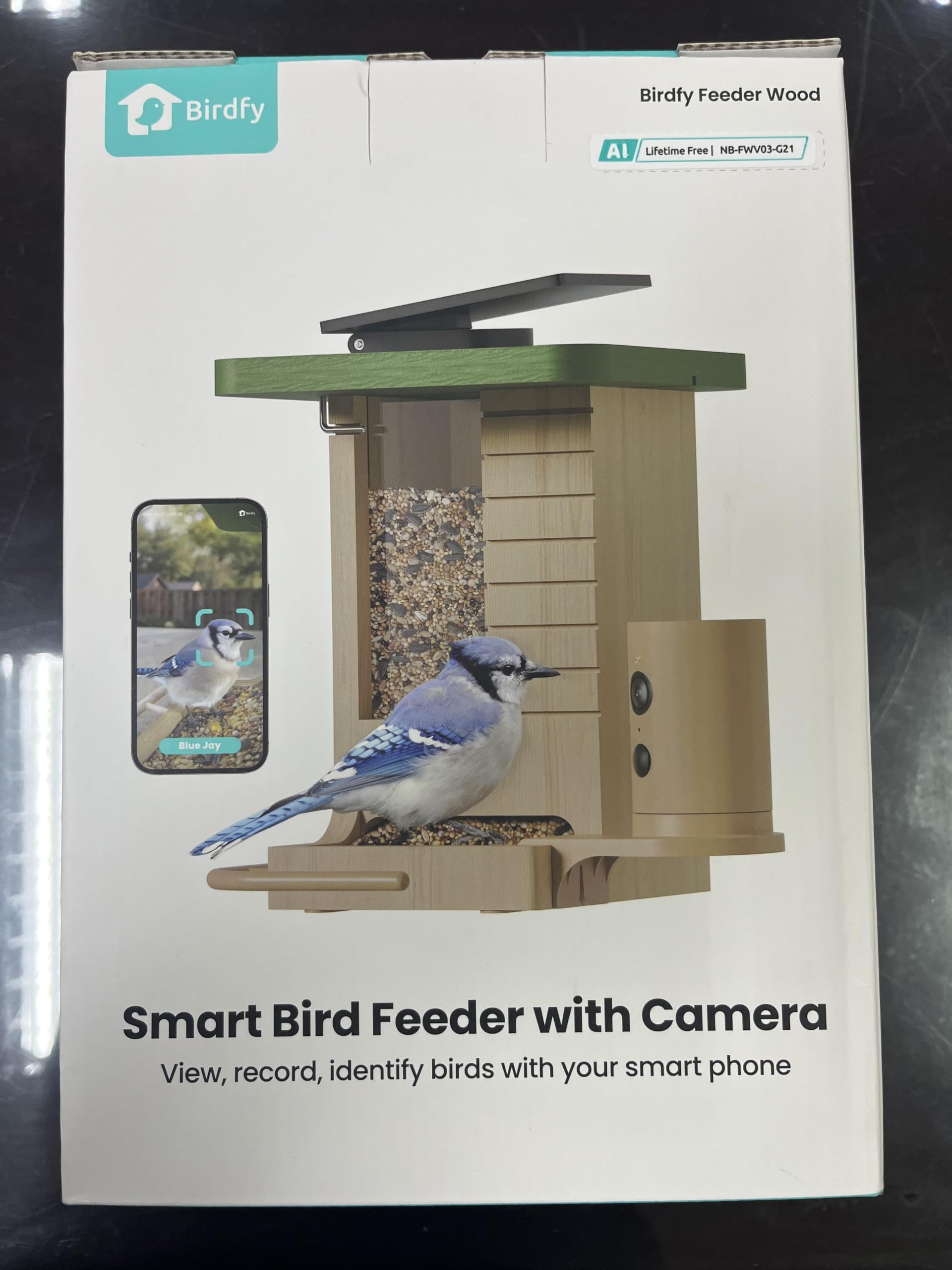 Smartes Vogelfutterhaus mit Kamera, Birdfy VogelFutterspender aus Holz, solarbetrieben, KI-Erkennung für 6000+ Vogelarten, 1080P Hochformat, wetterfest, App Live-Ansicht, YouTube&Facebook Streaming