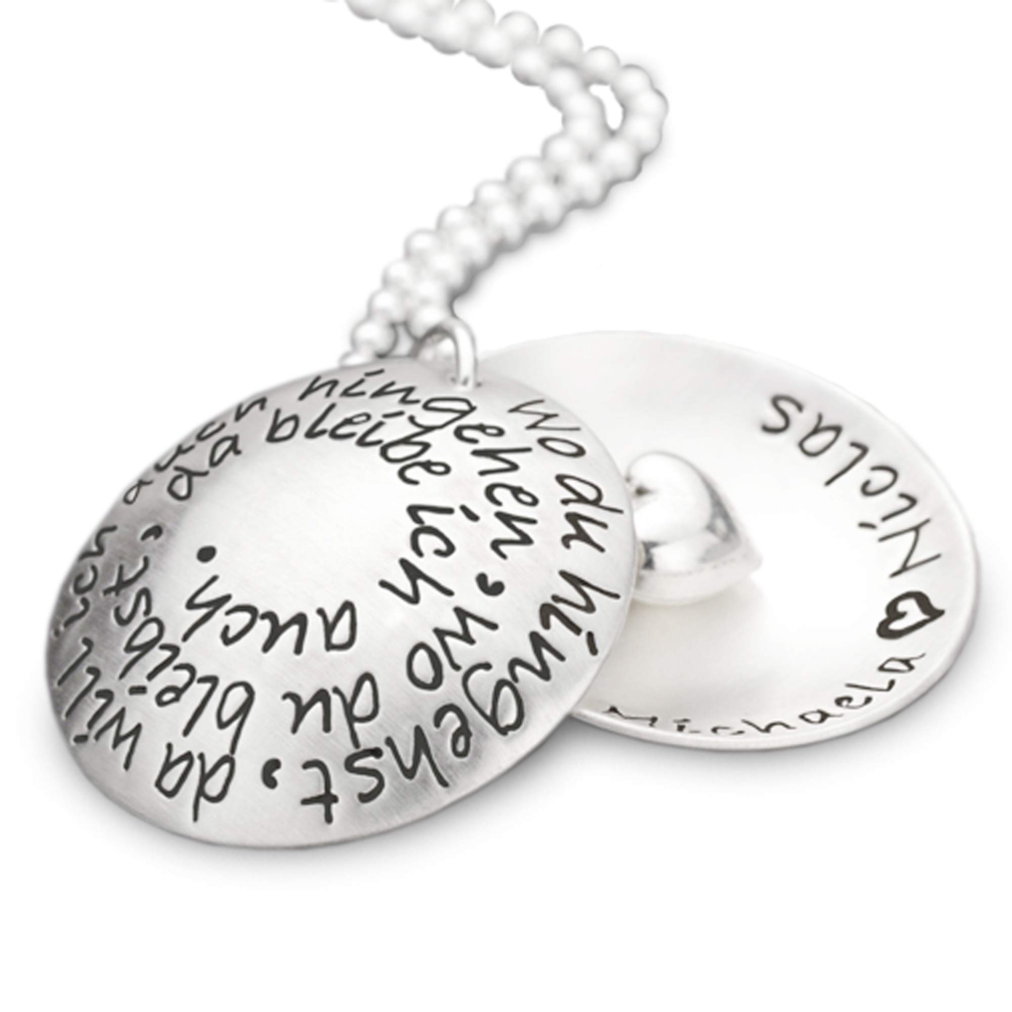 Partnerkette Frau WO DU HINGEHST 925 Silber Halskette mit Herz-Anhänger | Gravur möglich, Spruch, Name personalisierbar, Partnerschmuck