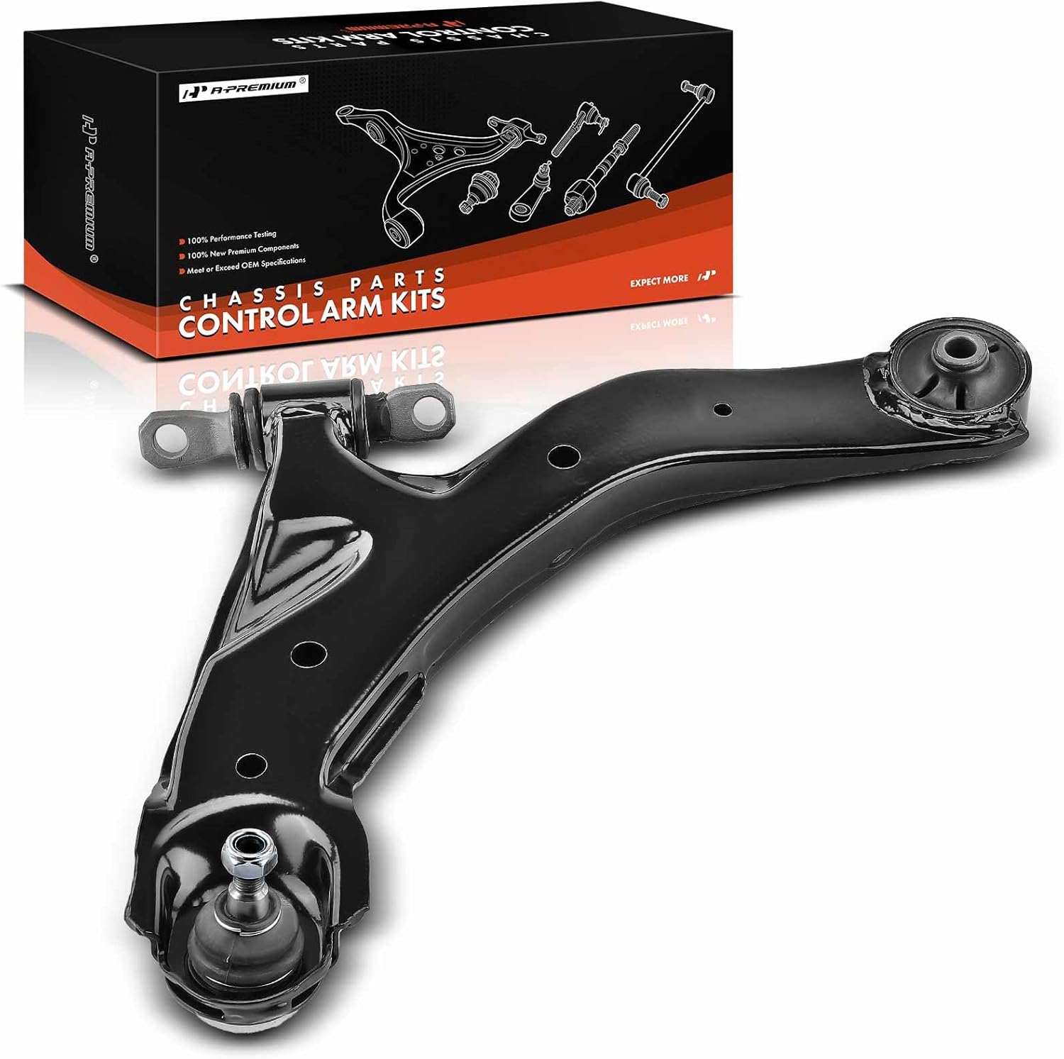 A-Premium Front Left Lower Control Arm, with Ball Joint & Bushing, Compatible with Hyundai Tiburon 2003-2008 & Kia Spectra 2004-2009, Spectra5 2005-2009