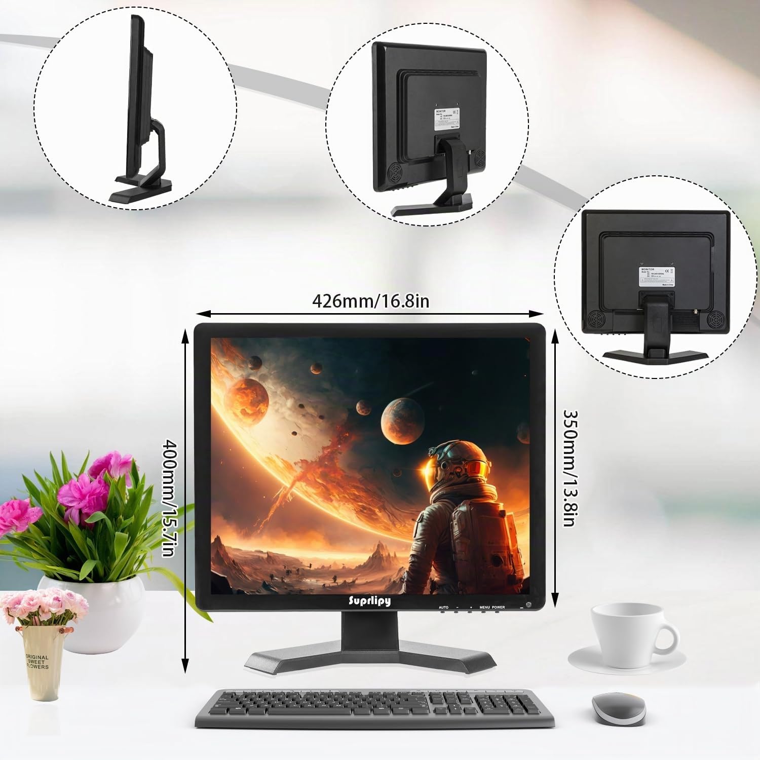 Monitor di sicurezza CCTV TFT LCD da 19 pollici, 1280 x 1024, 4:3, schermo a colori, HDMI, VGA, AV, BNC, ingresso con telecomando, altoparlanti integrati per telecamera di sorveglianza