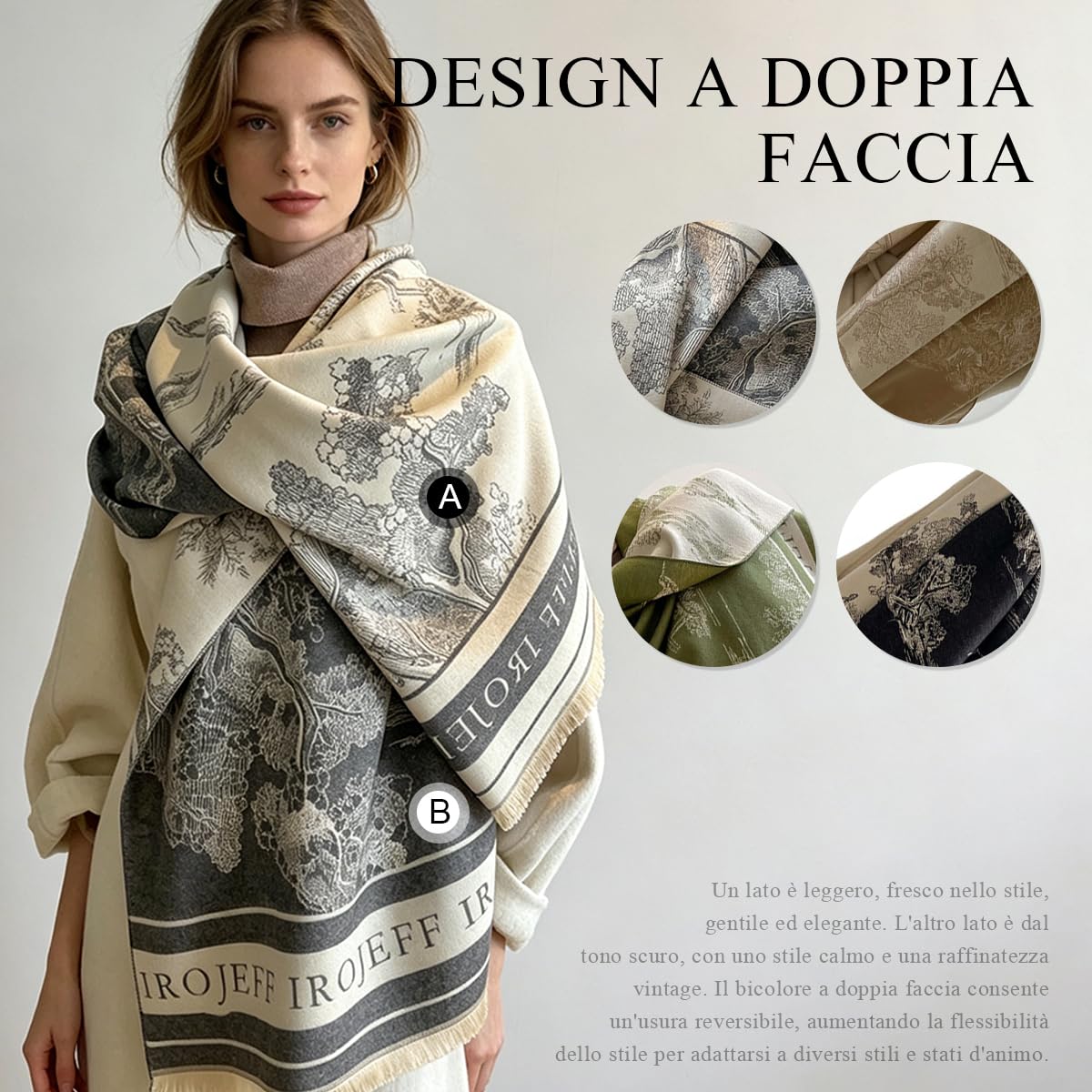 LumiSyne Calda Invernale Sciarpa Scialle In Cashmere Per Donna Motivo Di Pittura Di Paesaggio Stile Artistico Elegante Reversibile Sciarpa Con Nappa Grande Lungo Pashmina Leggera Morbida Wrap Stole