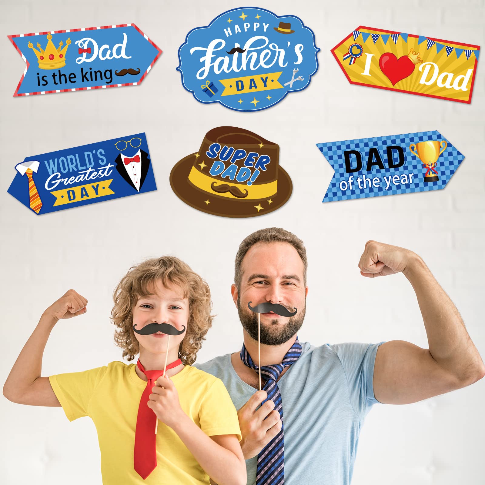 Happy Father's Day Banner Decorations - 8.2ft X 1.5ft Outdoor Indoor Party Sign With Strap