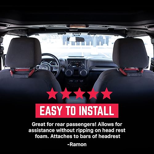 Miniatura 7 de GP BackGrip LITE, agarre de mano para reposacabezas de automóvil para camión y automóvil Wrangler JL JT JK mango para todoterreno, niños y personas