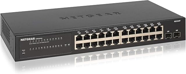 NETGEAR 26-Port Gigabit Ethernet Smart Switch (GS324T) - 24 x 1G, Managed with 2 x 1G SFP, Desktop or Rackmount, S350 Series