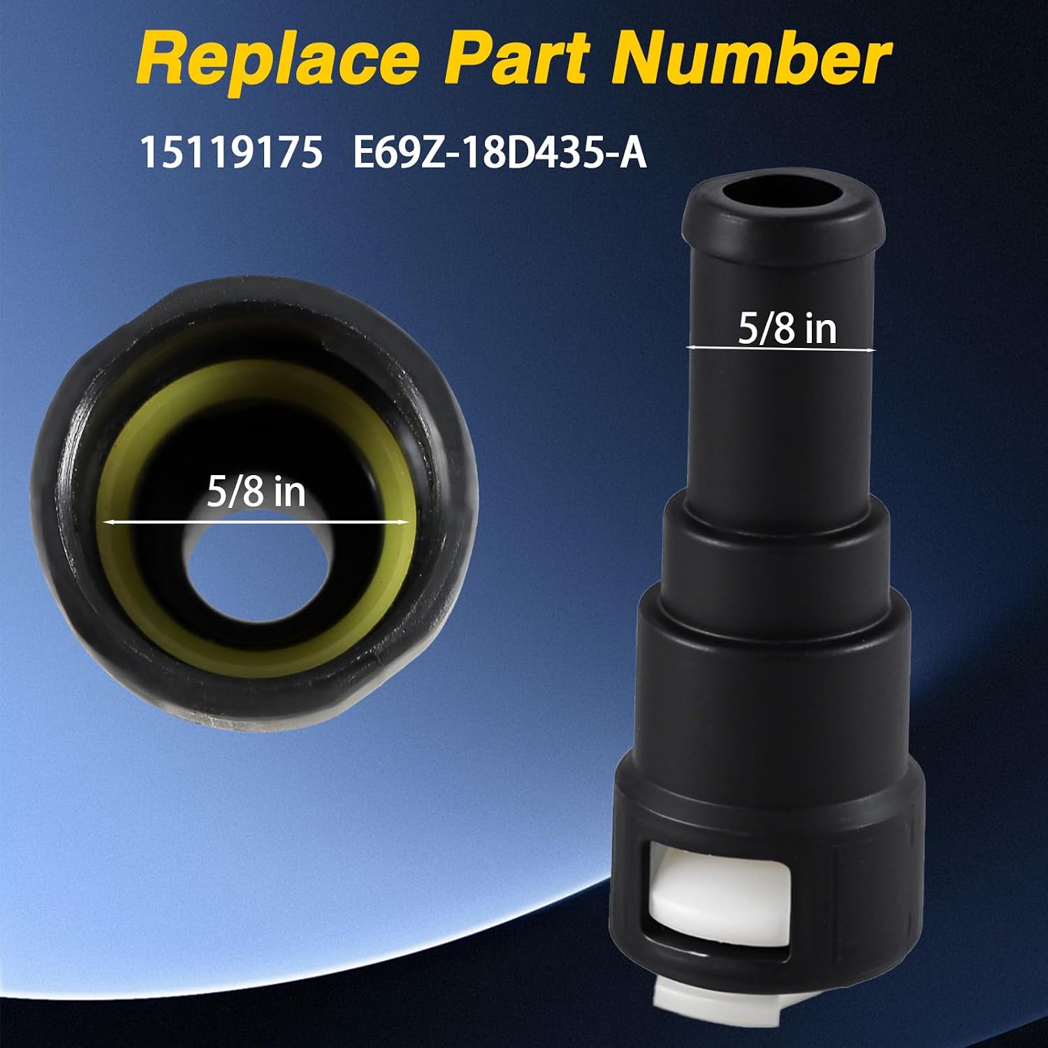 EVRBUL HVAC Heater Hose Connector 5/8in Heater Tube x 5/8in Coolant Hose Heater Core Coolant Hose Connector with Clamp Compatible with Chevy Cadillac GMC Pontiac Ford Lincoln Replace# 15119175 800-403