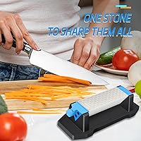 Vista 7 de Diamond Sharpening Stone,3 Side 400/1000/6000 Grit Premium Industrial Diamond & Ceramic Whetstone Knife Sharpener Stone With Edge Grip holder and