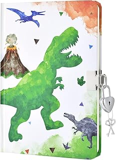 WERNNSAI Watercolor Dinosaur Journal for Boys - Luminous Notebook Gift for Kids School Travel Private Diary Hardcover A5 Lined Memos Writing Drawing Notepad with Lock and Keys (NL-Unicorn Notebook)