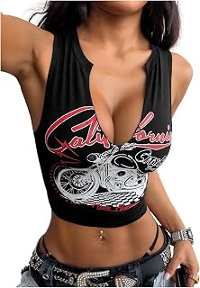 SOLY HUX Women's Letter Graphic Tees Tank Top Summer Crop Tops Streetwear
