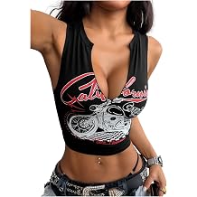 Women's Letter Graphic Tees Tank Top Summer Crop Tops Streetwear