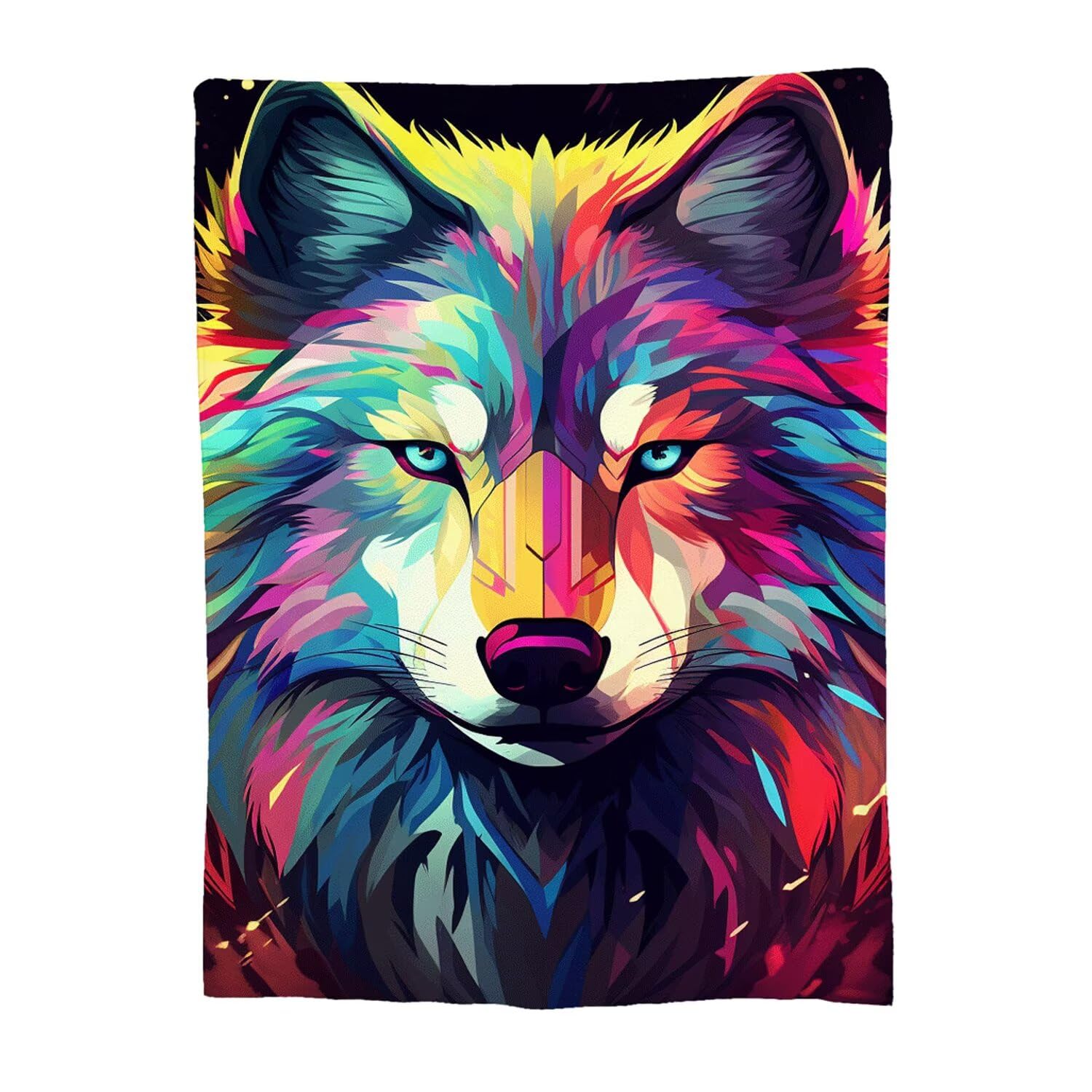 Plaid lit et voyage motif loup | Couverture flanelle douce pour bureau et maison