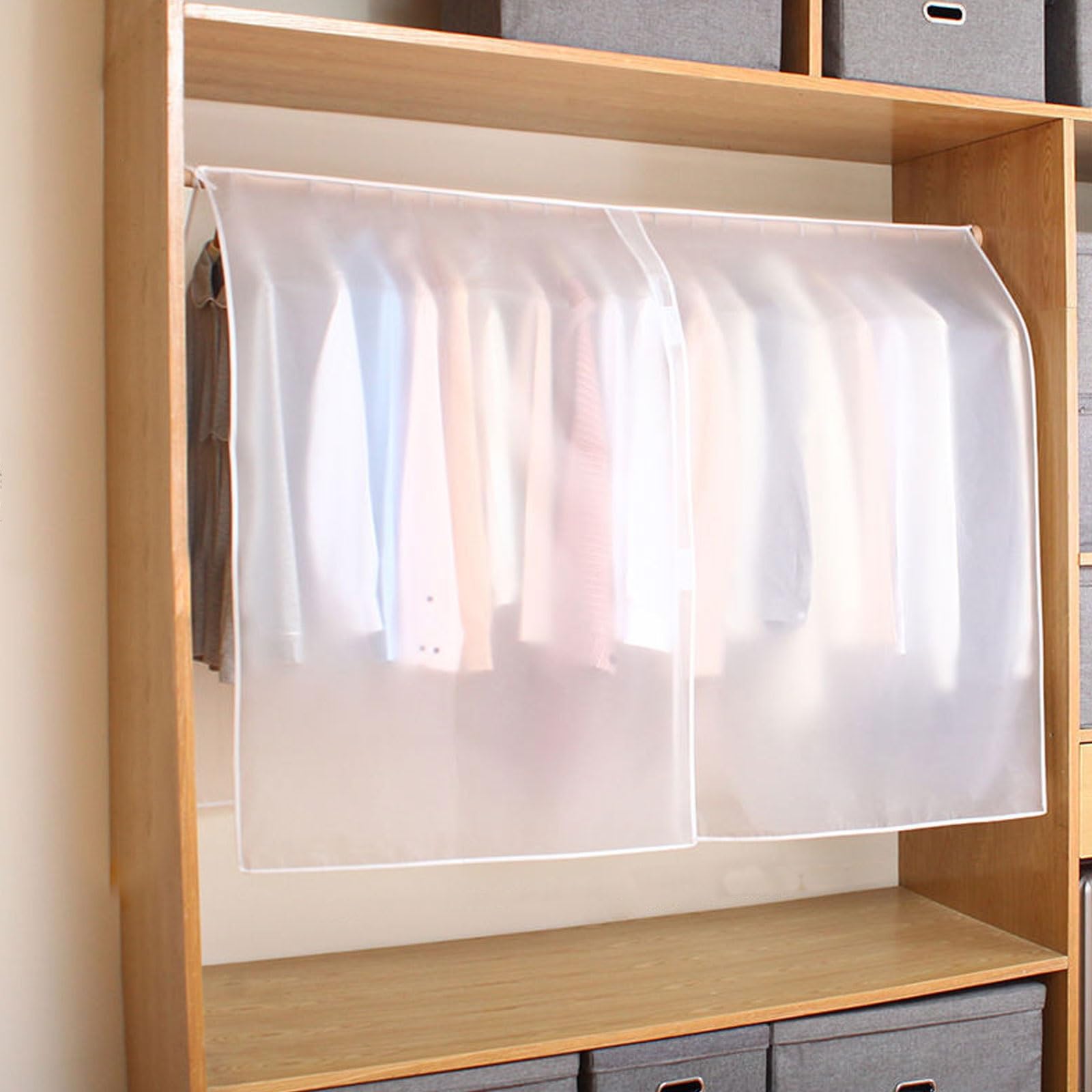 OWOHYG Garment Storage Bags For Hanging Clothing Rack Clothes,Dust-Proof And Moisture-Proof,Translucent Peva Material,Various Styles,And Various Sizes Are Available.White-E