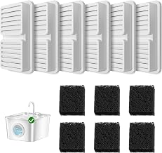 Filter Set for Cat Water Fountain for Drinking: Includes 6 Carbon Filters & 6 Foam Filters. Water Filters for 2.6L Cat Fountain, Four-Stage Filtration System, Keeps Water Fresh and Clean