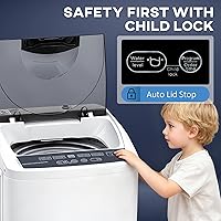 Vista 6 de HOMCOM Portable Washing Machine, 1.3 Cu. Ft. Compact Washer with 8 Programs, 6 Water Levels, LED Display and Child Lock, 9.9 lb Full Automatic