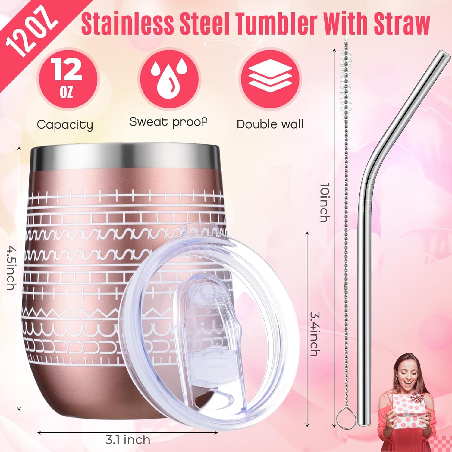 Geiserailie 2 Pcs 12 oz Funny Message Coffee Mug Birthday White Elephant Gifts Stainless Steel Insulated Tumblers Wine Cup Gag Gift for for Employee Appreciation Coworkers Friends Father (Rose Gold) - Image 2