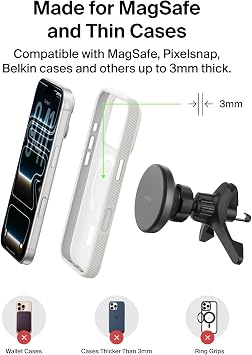 Belkin Qi2 15W Magnetic Wireless Vent Mount, Fast Charging Car Charger