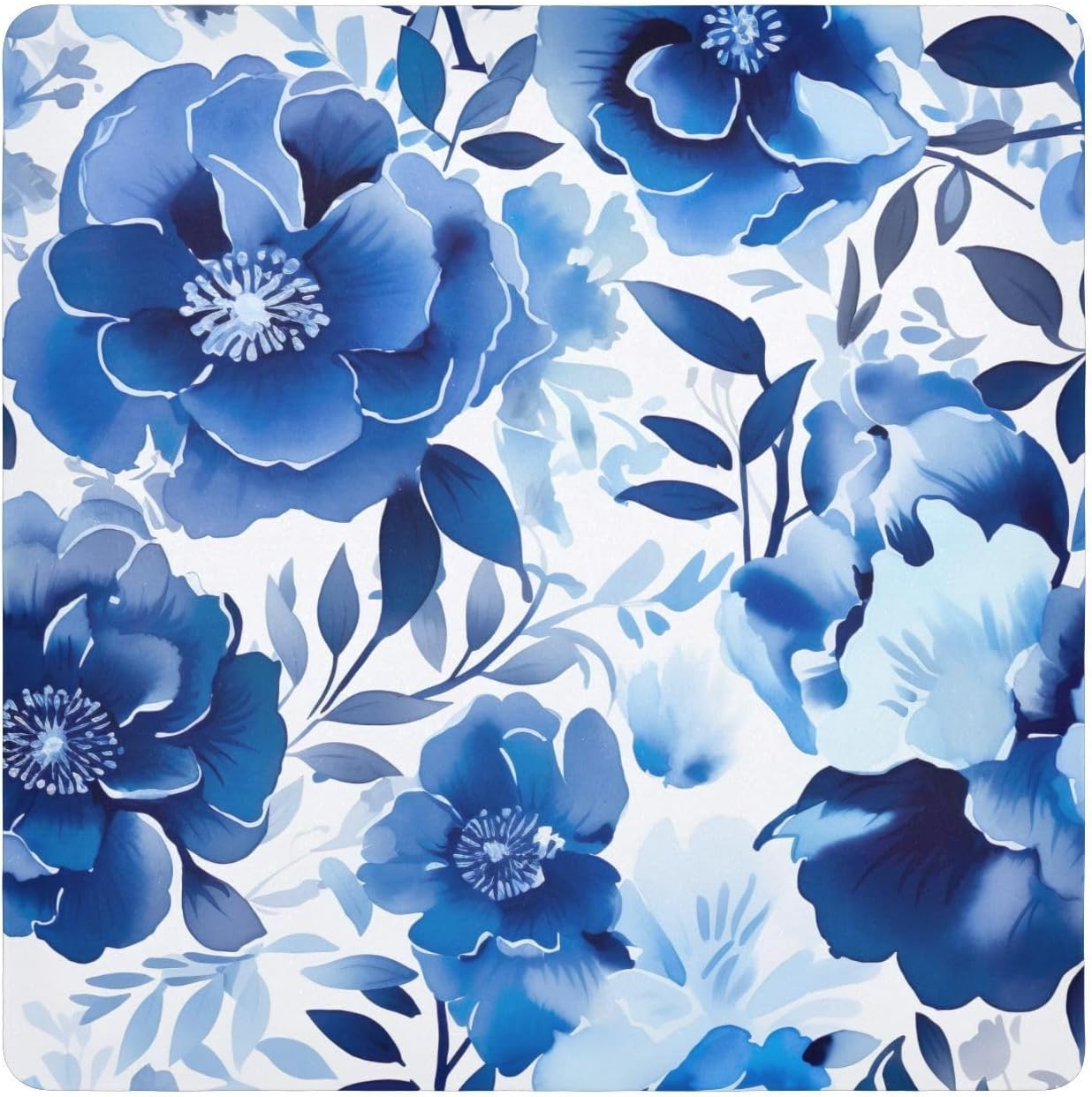 J JOYSAY Watercolor Painting Blue Flowers Self-Adhesive Magic Cloth Makeup Bag Magnetic Makeup Bag Lens Wrapping for Beauty Essentials Daily Use,13.8 In