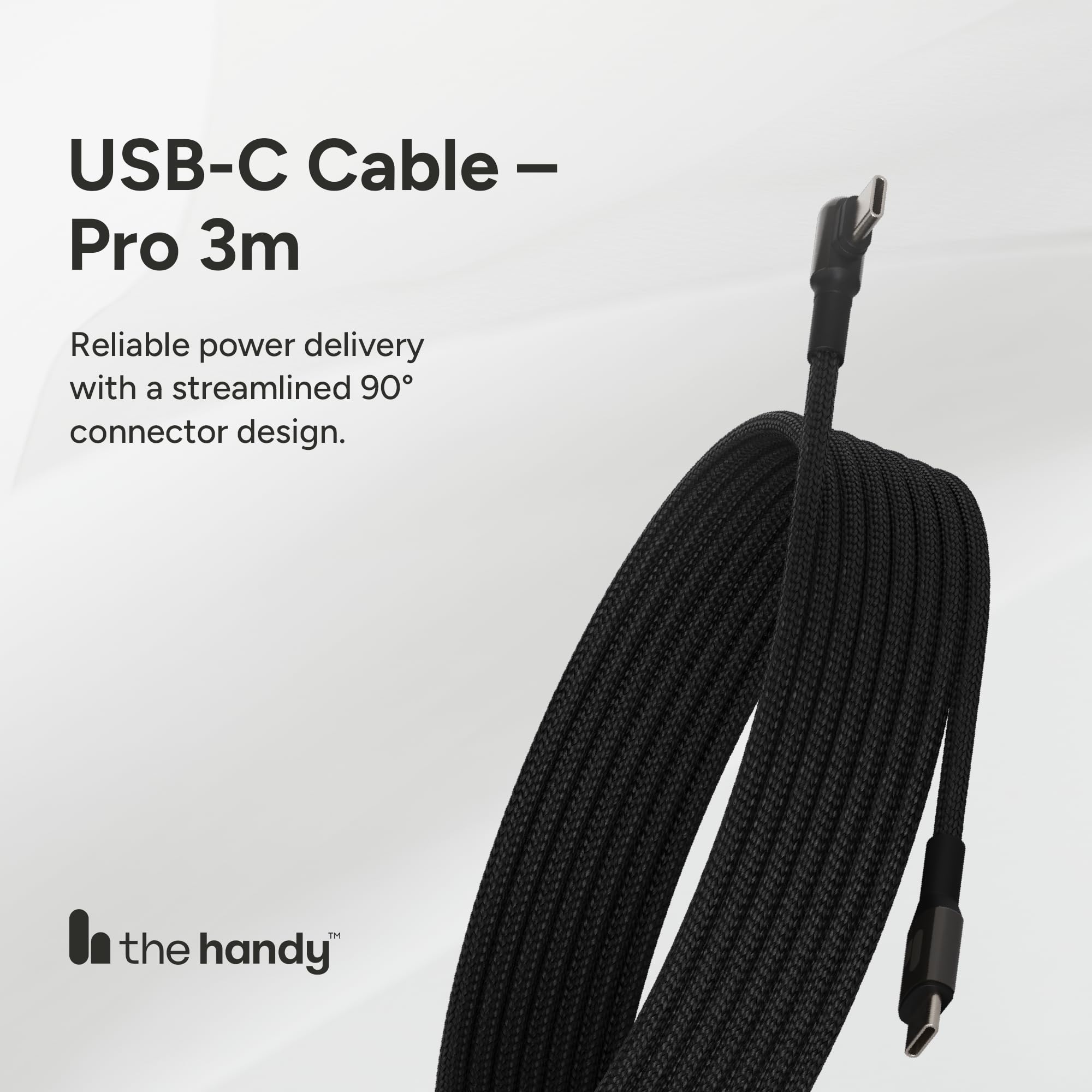 El práctico cable USB-C - Pro - Cable de carga magnético USB-C en ángulo recto con entrega de energía de alta velocidad, cable de carga rápida sin enredos compatible con los dispositivos prácticos, 3