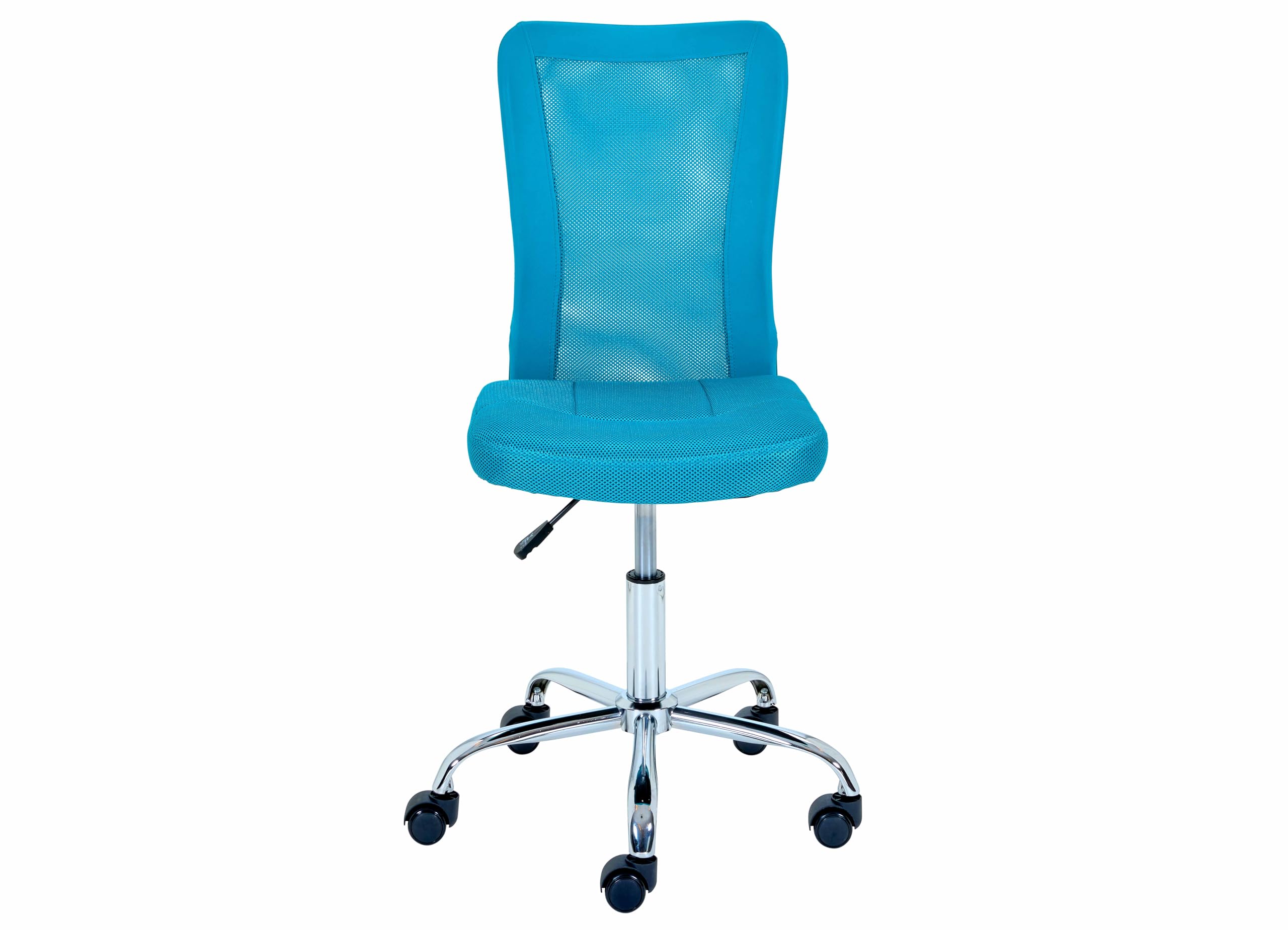 Inter Link - Silla de Escritorio Infantil - Sillón Giratorio ergonómico - Altura Ajustable - Pie de Metal Cromado - Funda de Malla Transpirable - Giratorio 360° - Turquesa - Bonnie