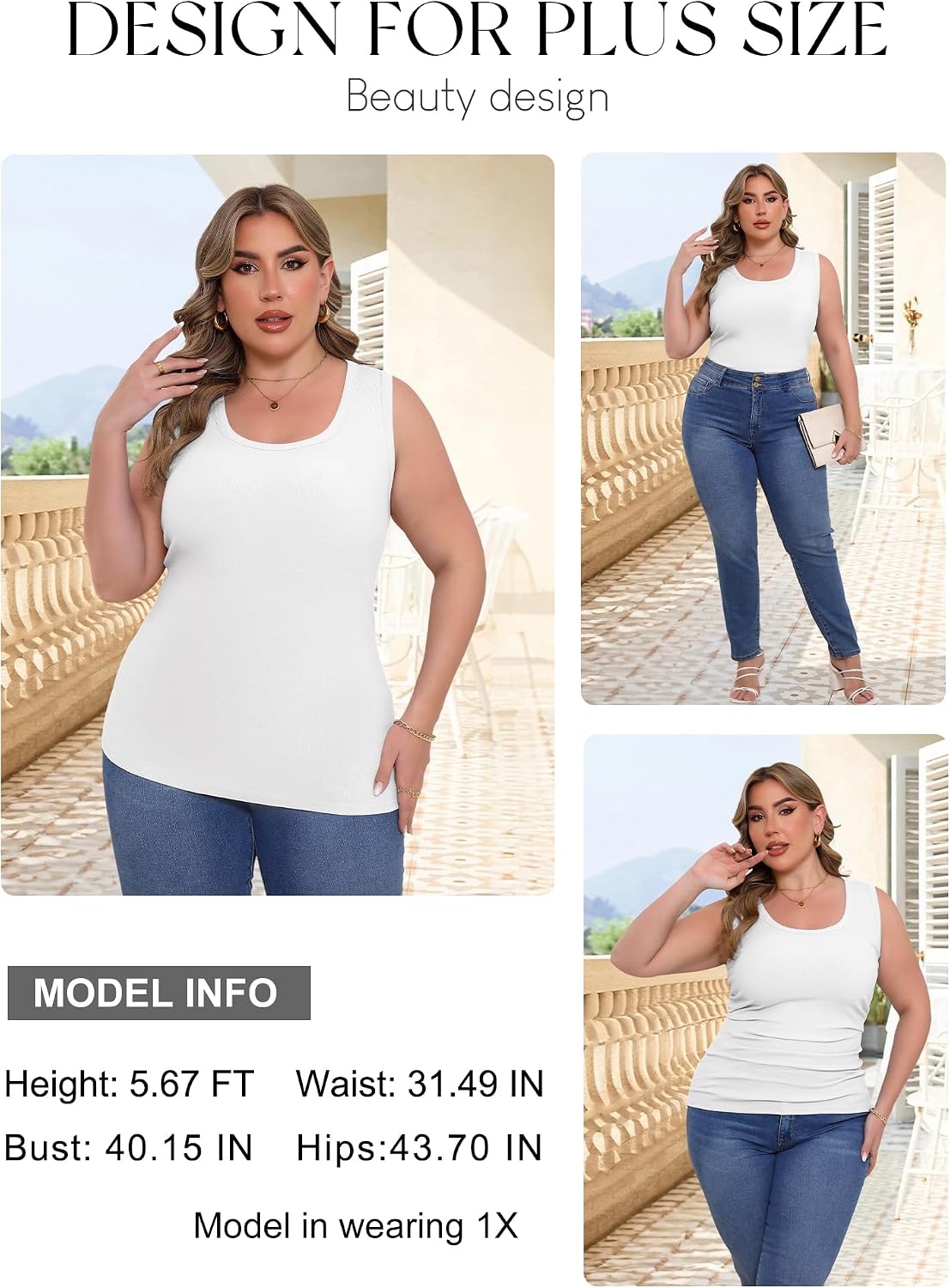 Women's Plus Size Tank Tops Summer Sleeveless Scoop Neck Cami Top Shirt Ribbed Knit Basic Casual Racerback Blouse