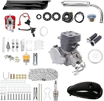 100cc Bicycle Motor Kit, 2-Stroke Gas Motor Bike Kit Conversion CDI Upgraded Motorized Bike Kit for Most 26" 28" V Frame Bikes Bicycle Scooter 44 Tooth Chain