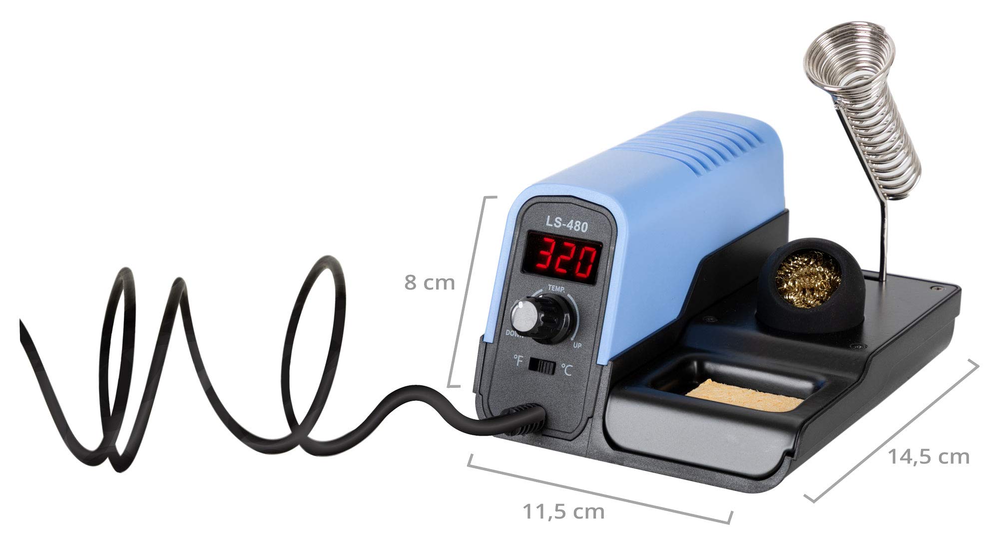 Stagecaptain Lötstation - Lötkolben Set bis 480 °C - extrem kurze Aufheizzeit - Lötzinnhalter - Leistung: 30 W - Entlötpumpe - Feinlötkolben mit Pinzette, 5 Lötspitzen, Lötzinn & Reiniger