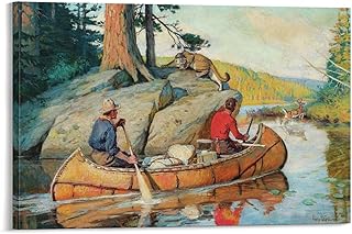 Philip R Goodwin,In The Canoe,art Prints,Vintage Art,canvas Wall Art,famous Art Prints Vintage Wall Decoration Famous Oil Paintings for Living Room Classic Artwork Pictures Home Decor 12x18inch(30x45c