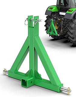 3 Point 2" Trailer Hitch Receiver Heavy Duty Adapter for Category 1 Tractors, Farm Equipment and Standard Trailers, Compact Sub-Compact Tractor Trailer Hitch Attachments for BX Kubota Green