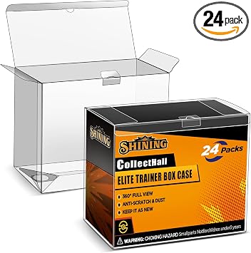 24 Packs Elite Trainer Box Protector Case, ETB Display Case ETB-Storage Case Transparent and Easy to Fold PKMN Etb Protector Ultimate