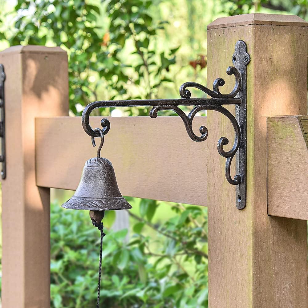 Sungmor Cast Iron Wall Hook Plant Hangers - Home & Garden Heavy Duty Hanging Bracket Plant Hooks - 2PC BLACK Decorative Wall Mount Hooks for Hanging Planter Pot Bird Feeder Birdcage Lantern Wind Chime