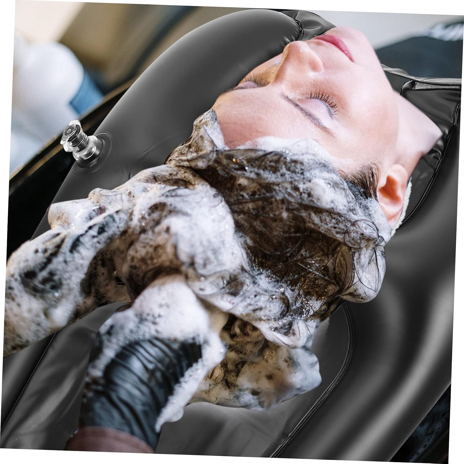 1pc Inflatable Shampoo Head Pad Shampoo Neck Rest Portable Shampoo Cushion Shampoo Bowl Neck Pillow Inflatable Shampoo Pad Hair Washing Pillow Sponge PVC Second Generation Tray