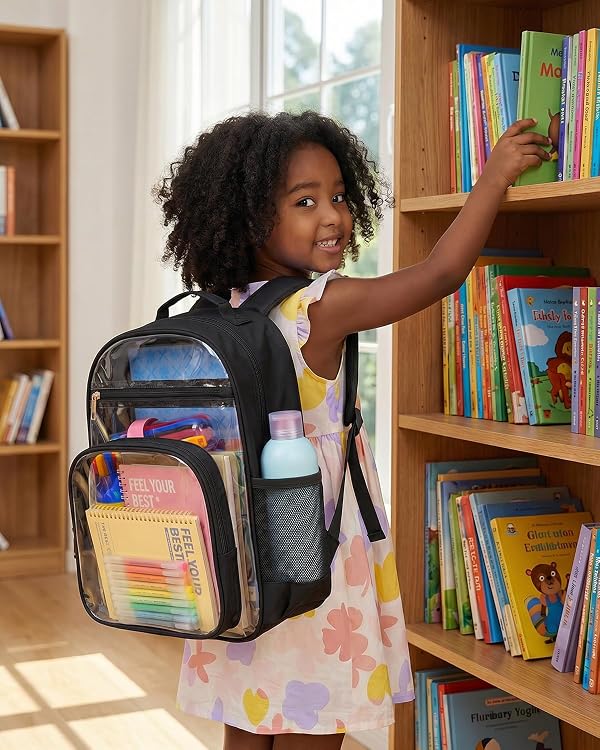 Clear Backpack for Girls Boys - Kids Clear Bookbag for Elementary School by Soimeat - Used condition - Image 6