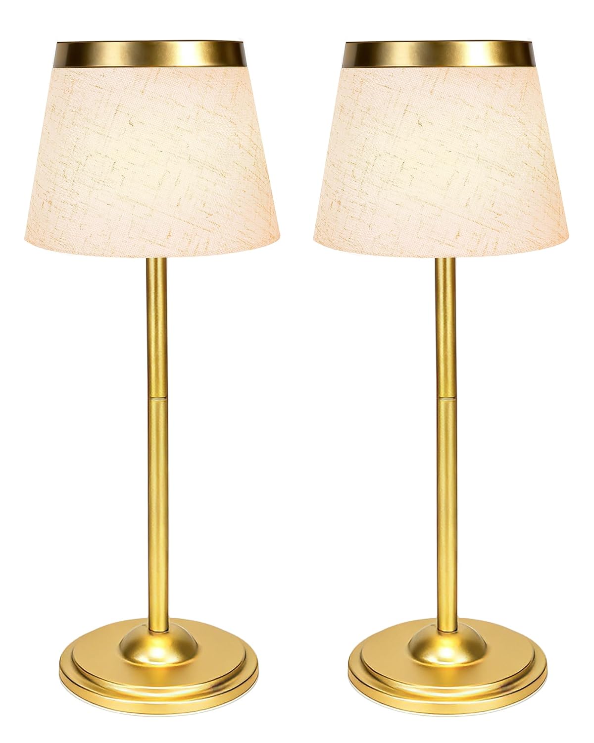 2 Pack Gold Cordless Table Lamps Rechargeable,Battery Operated Table Touch