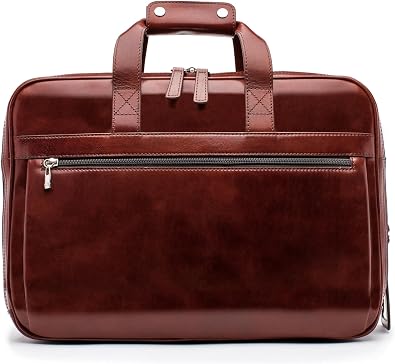 Bosca Old Leather Messenger Bag, Vintage Style Laptop Briefcase for Men, Multiple Pockets, Ideal for Office & Travel