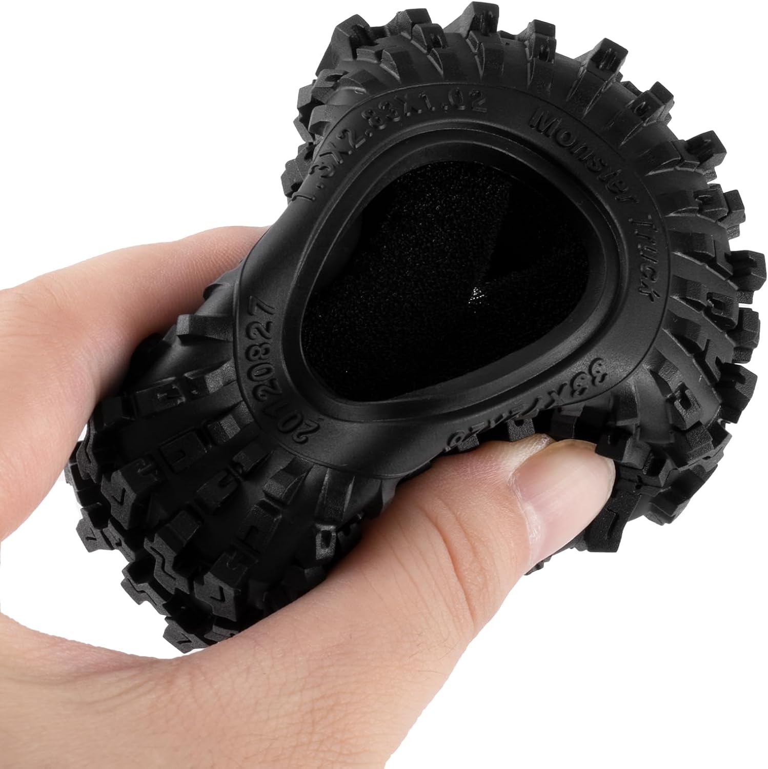 RCLIONS 4PCS 1.3" Beadlock Tires with Foam Insert for 1/24 Axial SCX24 AX24 1/18 TRX4M RC Crawler Truck Car Upgrade Parts (#F Style)