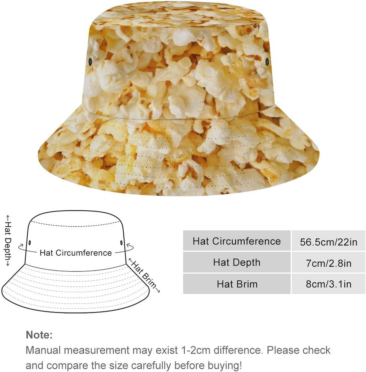 Food Golden Corn Bucket Hats Unisex Washed Cotton Lightweight Outdoor Summer Beach Sun Hats Men Women Bucket Hat for Travel