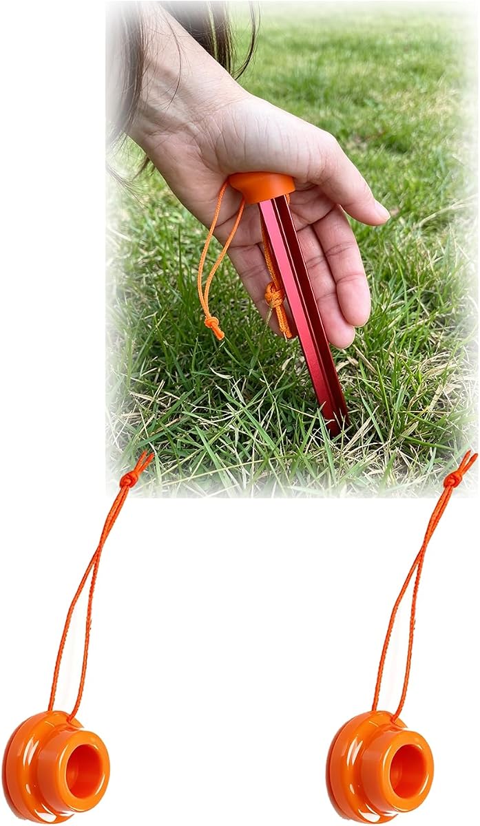Tent Stake Pusher 2 Pack Compatible with MSR Groundhog and Big Agnes Ultralight Pegs Portable Hand Saver for Outdoor Camping Hiking and Gardening Orange