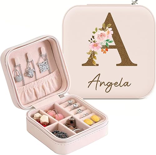 Joyero personalizado Estuche de joyería de viaje personalizado, regalos de dama de honor, mini organizador de joyas, regalos personalizados para