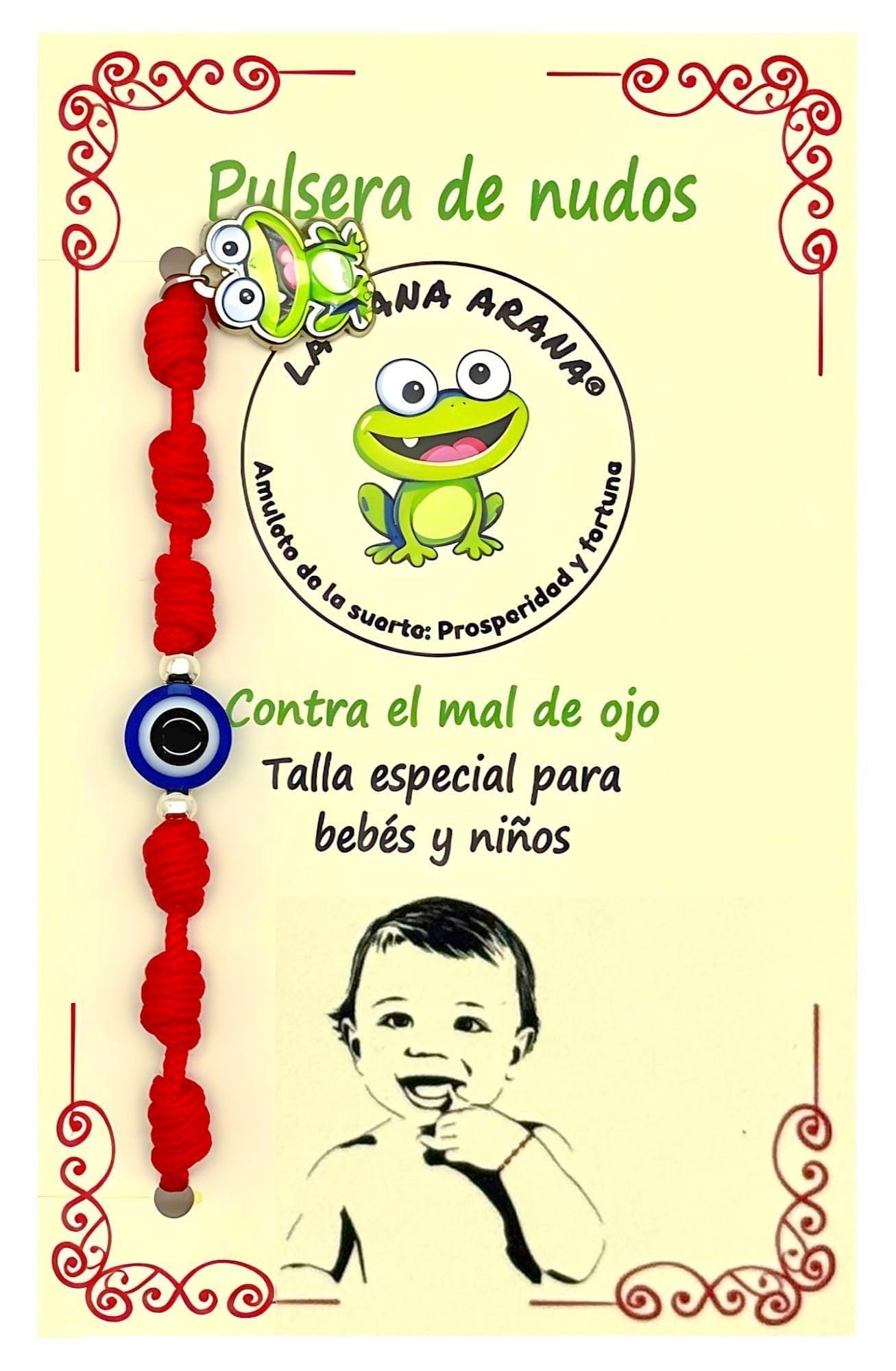 Pulsera de nudos ojo turco bebé roja contra mal de ojo amuleto buena suerte hilo rojo protección niños talla especial