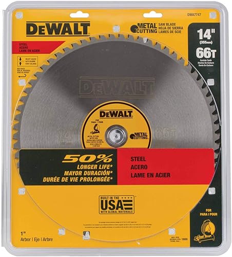 DEWALT Hoja de corte de metal de 14 pulgadas corte de metal ferroso 66 dientes DWA7747