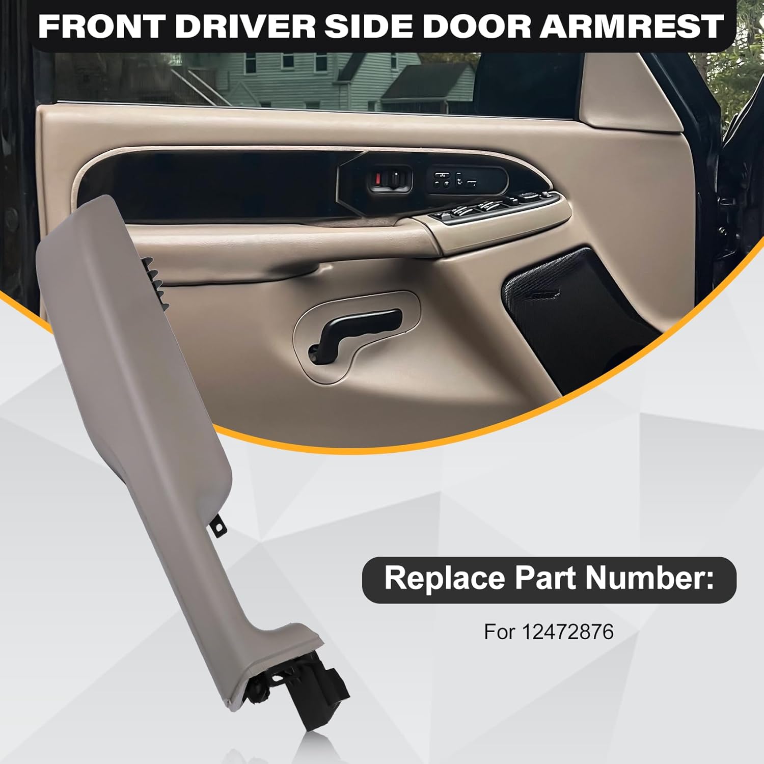 12472876 Front Driver Side Door Armrest Handle Compatible with 1999-2006 Chevy Suburban Silverado Sierra Tahoe Avalanche Escalade & GMC Yukon, Front Left Side Door Arm Rest with Handle, Beige