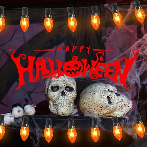 Miniatura 5 de Doratale Paquete de 25 bombillas de Navidad multicolor C9, bombillas de repuesto de cerámica multicolor C9 para cadena de luces de Navidad, base