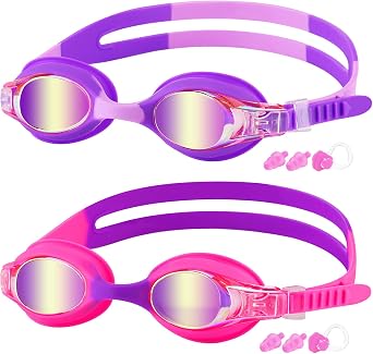 COOLOO Kids Swim Goggles, 2 Pack No Leaking Swimming Goggles for Kids 3-15